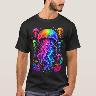 T-shirt Méduse Océan Animal Plongée Arc-en-ciel Méduse