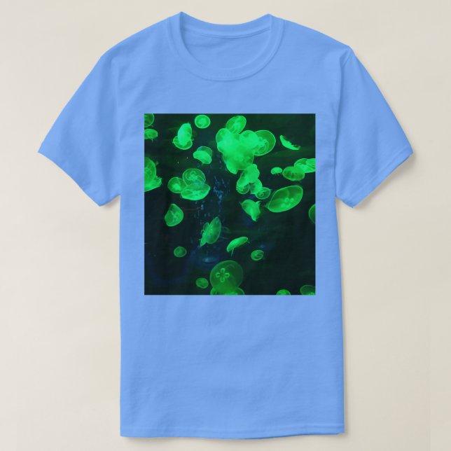 T-shirt Méduse Verte Dans Un Aquarium (Design devant)