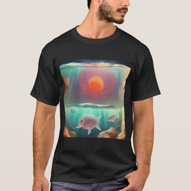 T-shirt Méduses et poissons sous-marins (Devant)