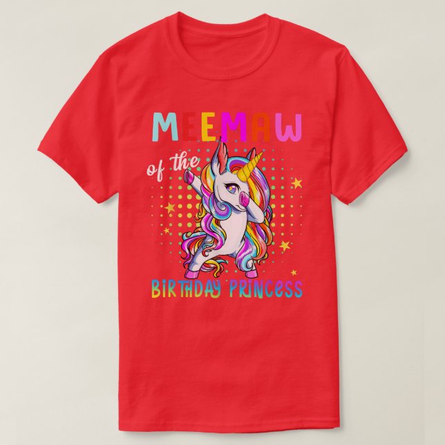 T-shirt Meemaw of the Birthday Princess Girl Dabbing Unico (Design devant)