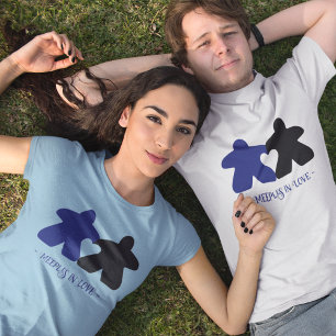 T-shirt Meepes en Love, Chemise Femme Bleue & Noire