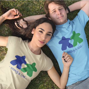 T-shirt Meepes en Love, Chemise Femme Bleue & Vert
