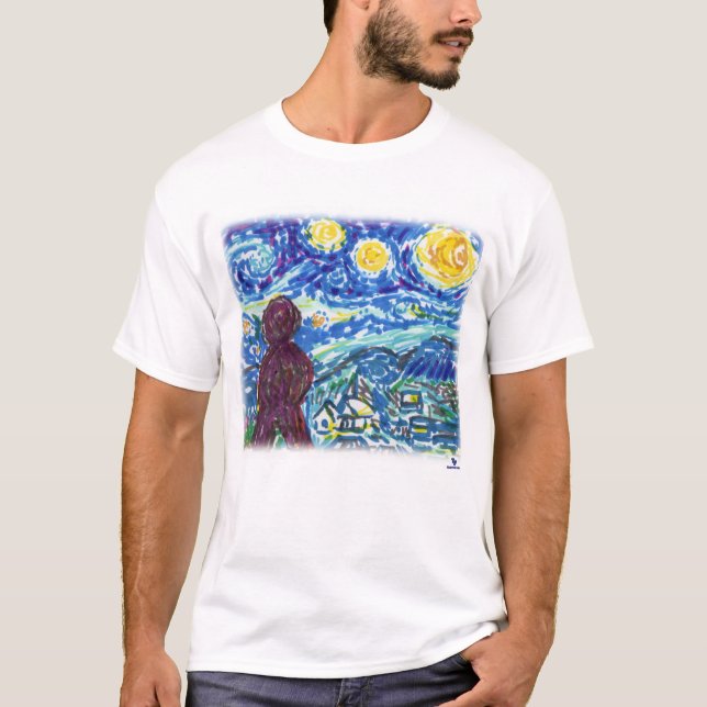 T-shirt Meeple Starry Night Board Jeu Art (Devant)