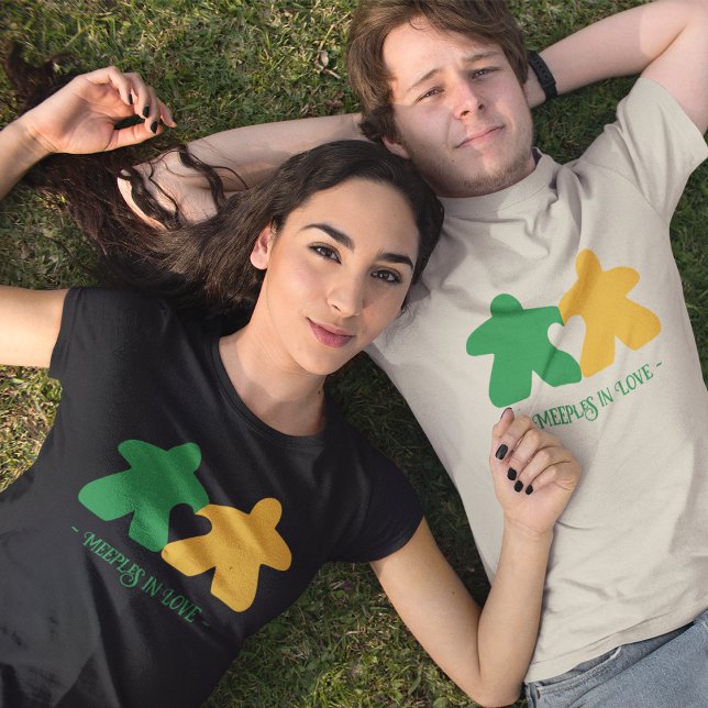 T-shirt Meeples en Amour, Chemise Mens Vert & Jaune (Créateur téléchargé)