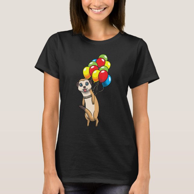 T-shirt Meerkat Accroché Sur Des Ballons Suricate African  (Devant)
