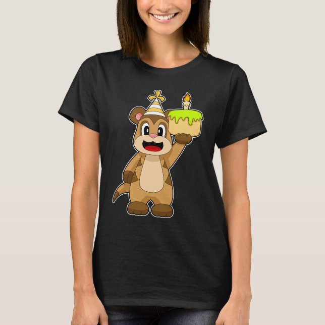 T-shirt Meerkat Anniversaire Gâteau aux bougies (Devant)