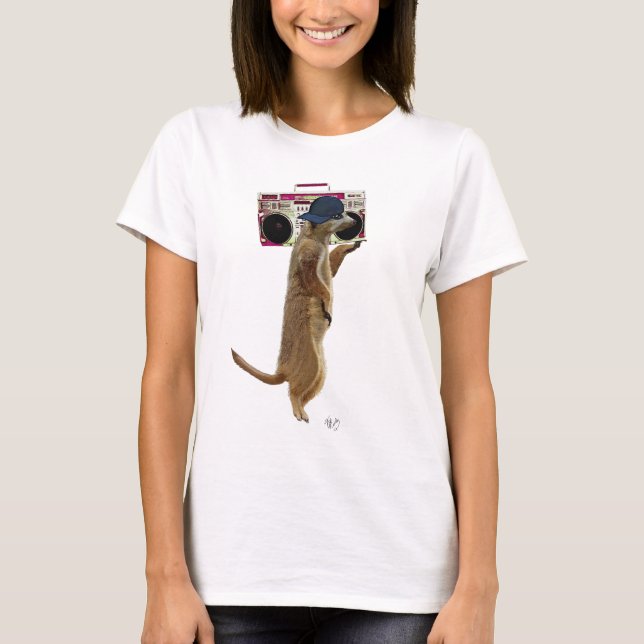 T-shirt Meerkat avec Boom Box Ghetto Blaster 2 (Devant)