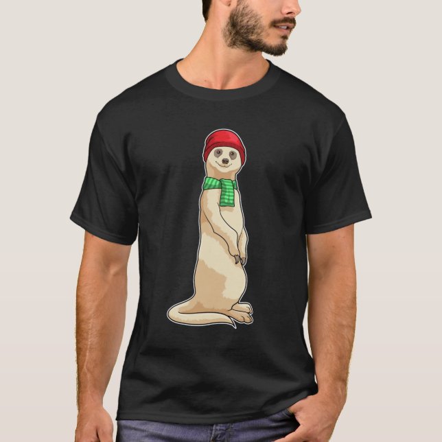 T-shirt Meerkat avec Casquette et Écharpe (Devant)