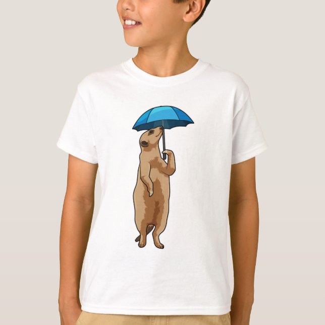 T-shirt Meerkat avec parapluie (Devant)