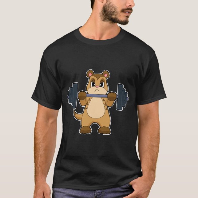 T-shirt Meerkat Bodybuilder Dumbbell Bodybuilding (Devant)