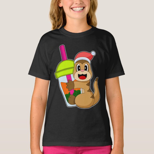 T-shirt Meerkat Christmas Bubble tea (Devant)
