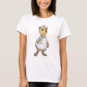 T-shirt Meerkat comme infirmière avec coeur