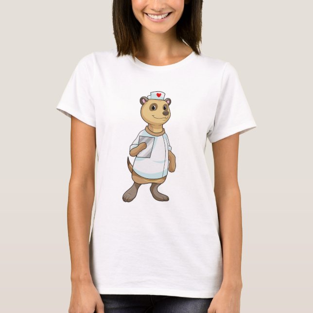 T-shirt Meerkat comme infirmière avec coeur (Devant)