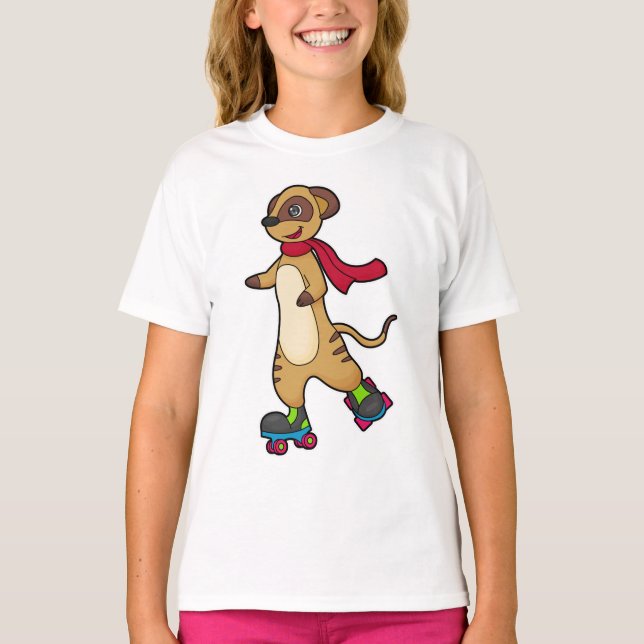 T-shirt Meerkat comme patineur avec patins à rouleaux (Devant)