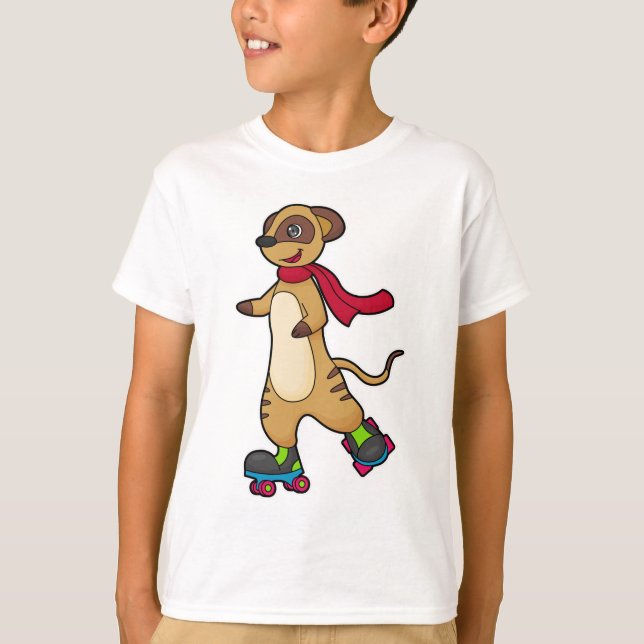 T-shirt Meerkat comme patineur avec patins à rouleaux (Devant)