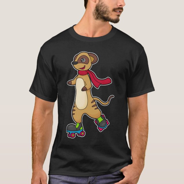 T-shirt Meerkat comme patineur avec patins à rouleaux (Devant)
