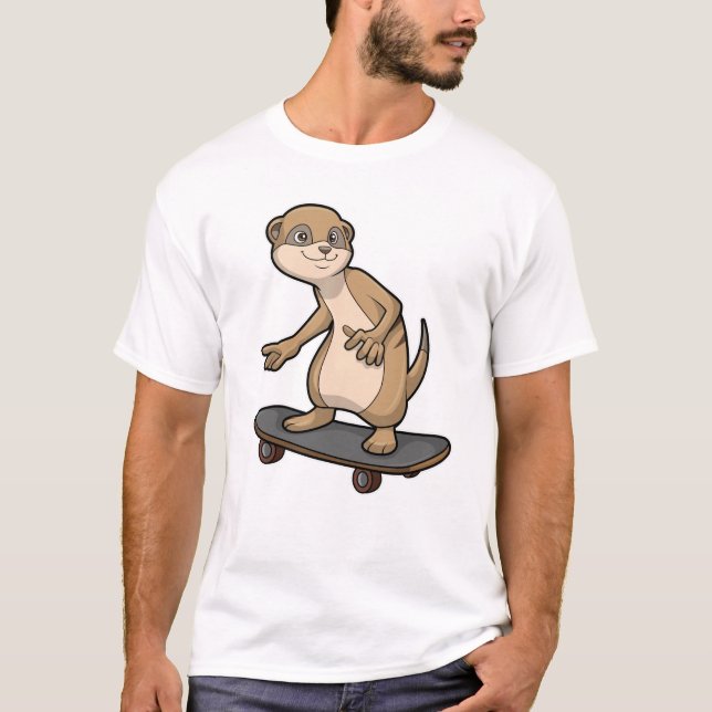T-shirt Meerkat comme Patineur avec Skateboard (Devant)