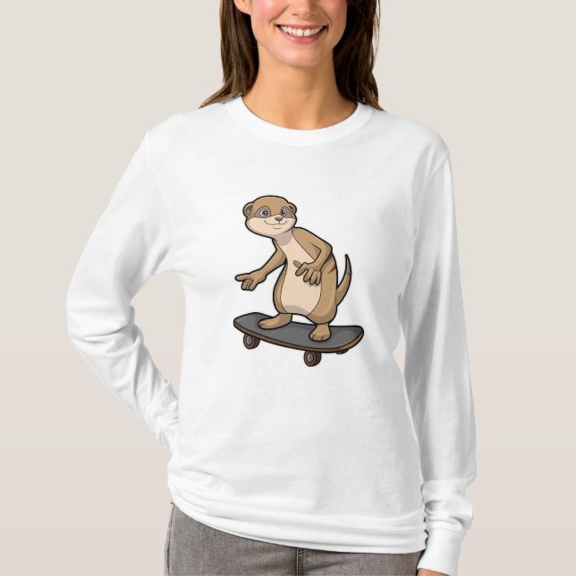 T-shirt Meerkat comme Patineur avec Skateboard (Devant)