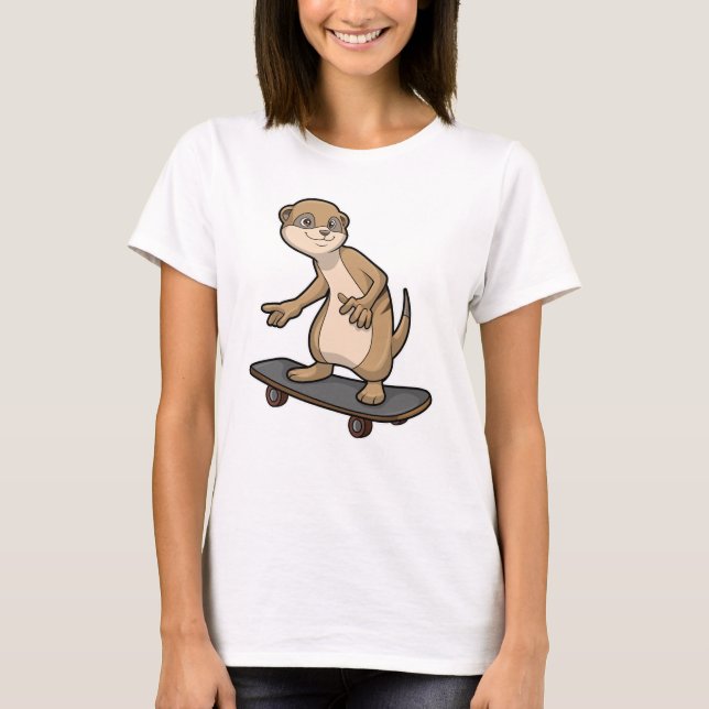 T-shirt Meerkat comme Patineur avec Skateboard (Devant)