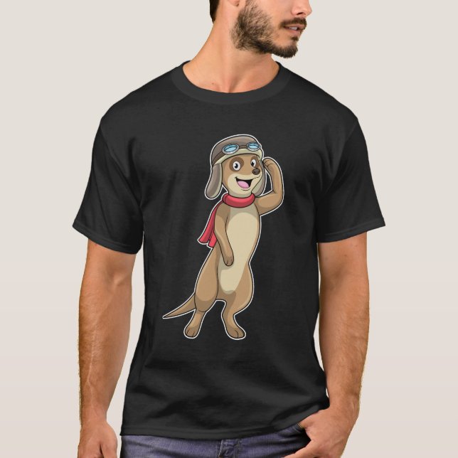T-shirt Meerkat comme pilote avec casquette pilote (Devant)