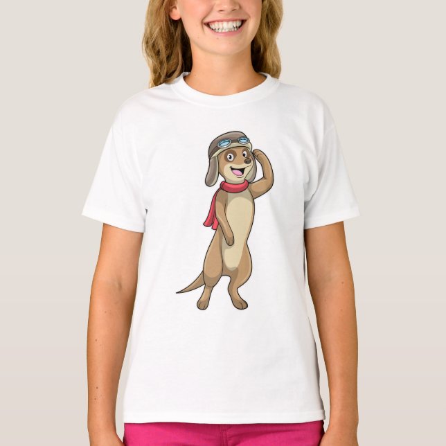 T-shirt Meerkat comme pilote avec casquette pilote (Devant)