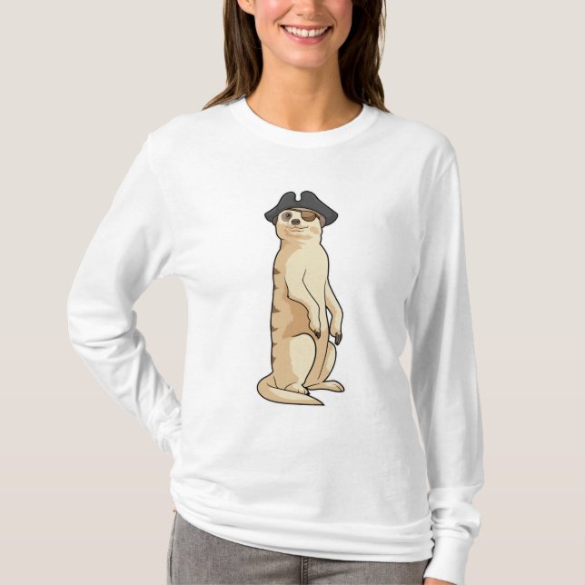T-shirt Meerkat comme Pirate avec casquette pirate (Devant)