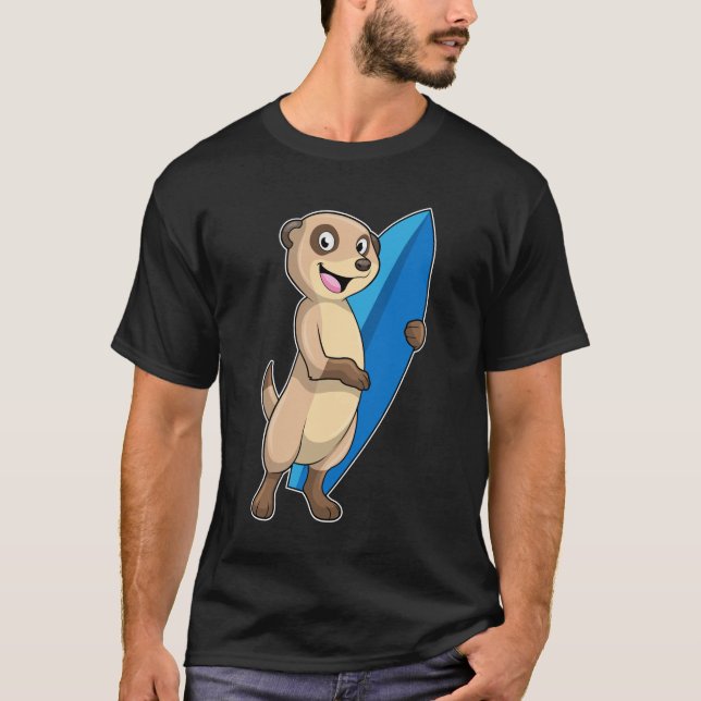 T-shirt Meerkat comme surfeur avec Surfer (Devant)