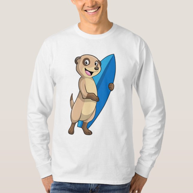 T-shirt Meerkat comme surfeur avec Surfer (Devant)