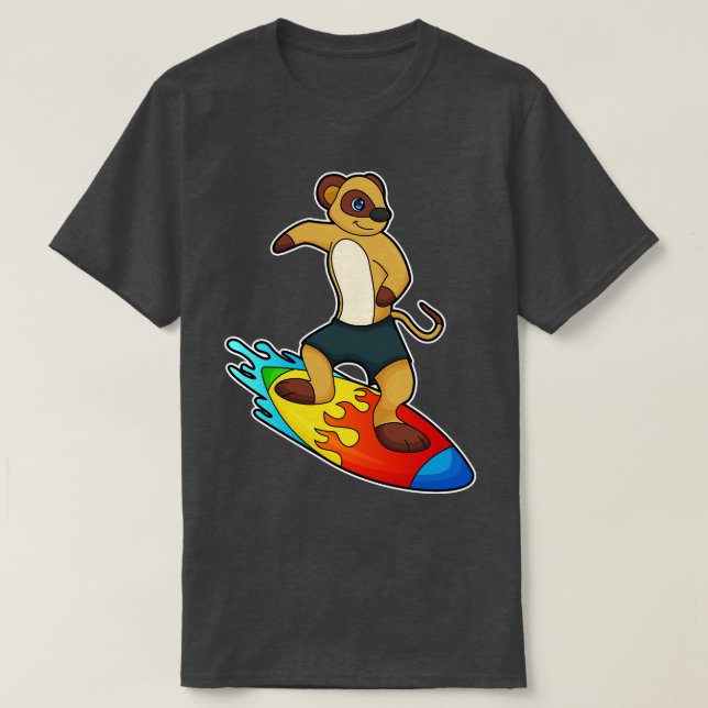 T-shirt Meerkat comme surfeur avec Surfer (Design devant)
