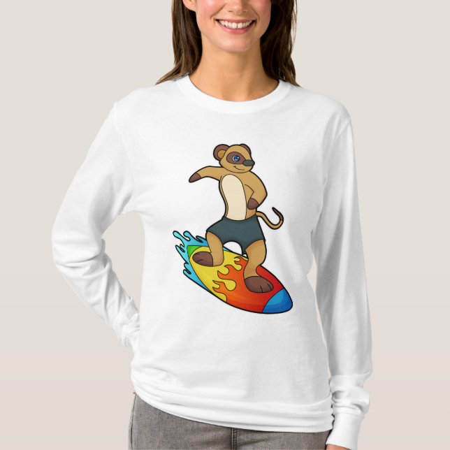 T-shirt Meerkat comme surfeur avec Surfer (Devant)
