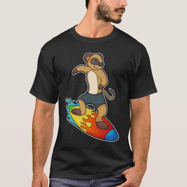 T-shirt Meerkat comme surfeur avec Surfer (Devant)