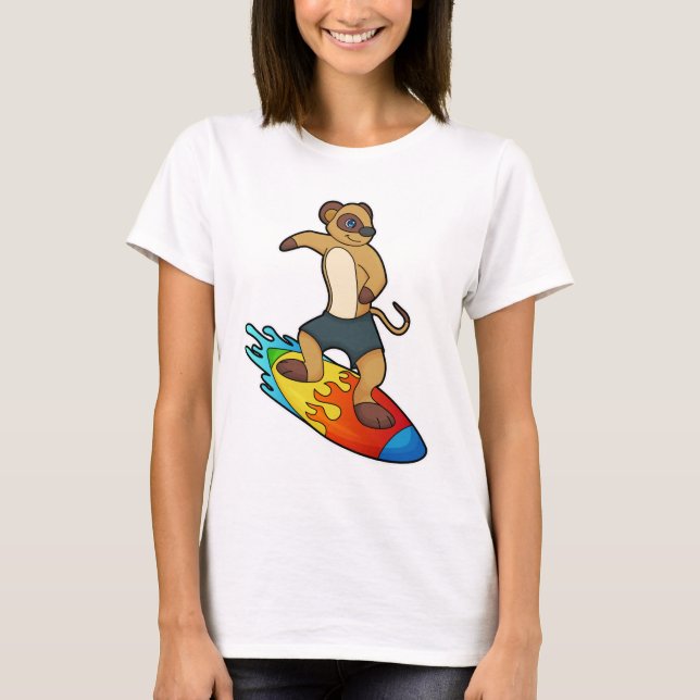 T-shirt Meerkat comme surfeur avec Surfer (Devant)