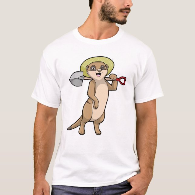T-shirt Meerkat en tant que fermier avec Shovel (Devant)