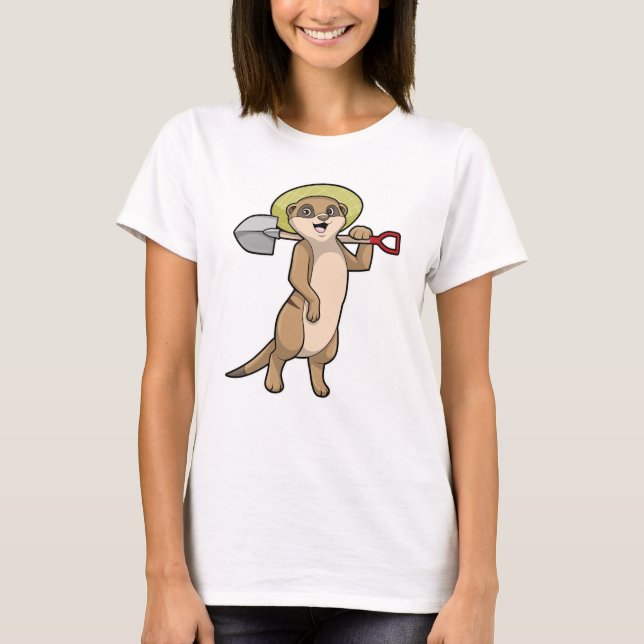 T-shirt Meerkat en tant que fermier avec Shovel (Devant)