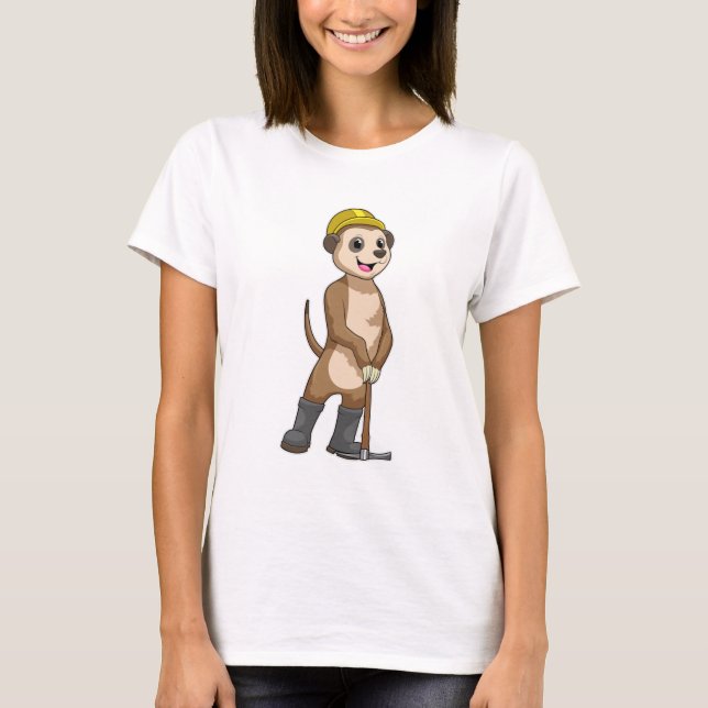T-shirt Meerkat en tant que mineur avec Pickaxe (Devant)