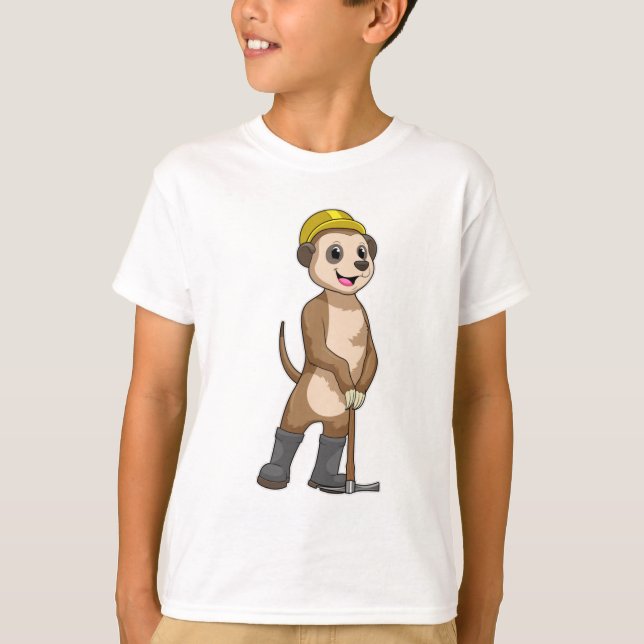 T-shirt Meerkat en tant que mineur avec Pickaxe (Devant)