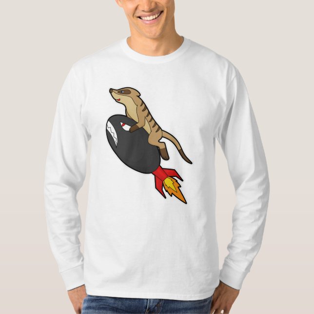 T-shirt Meerkat en vol avec fusée (Devant)