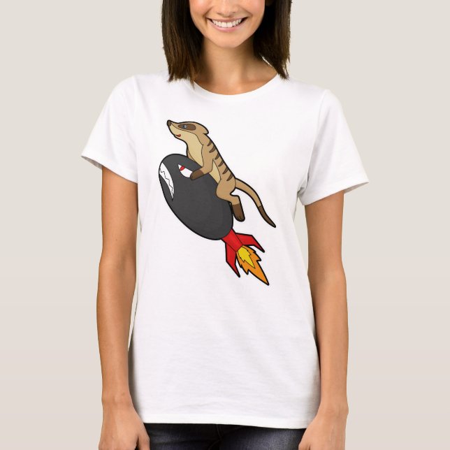 T-shirt Meerkat en vol avec fusée (Devant)
