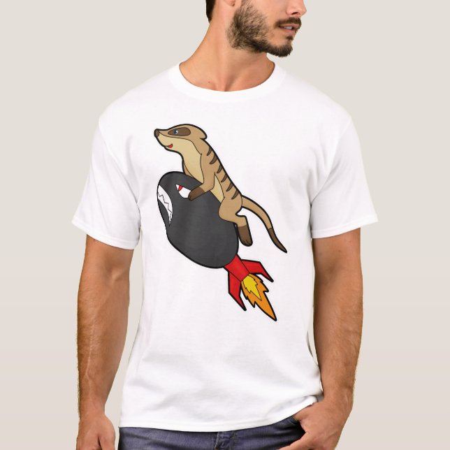 T-shirt Meerkat en vol avec fusée (Devant)