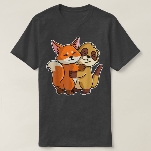 T-shirt Meerkat et Fo Cute Animaux pour femmes Animal Hugg (Design devant)