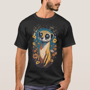 T-shirt Meerkat Fleurs Animales Art, Motif Animal Meerkat