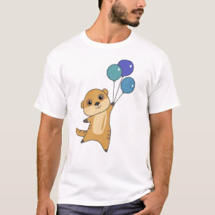 T-shirt Meerkat Mouches Avec Ballons Animaux mignons Pour