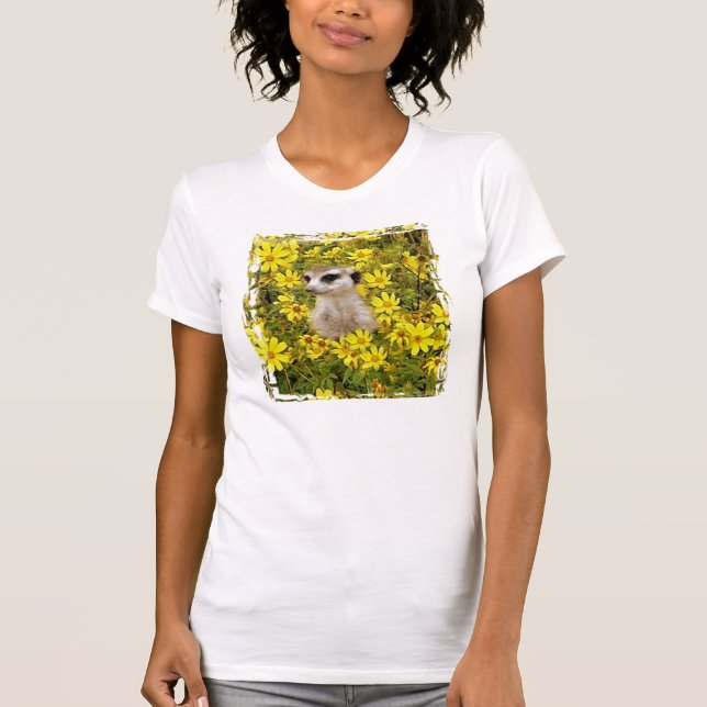 T-SHIRT MEERKAT SE CACHANT DANS LES FLEURS (Devant)