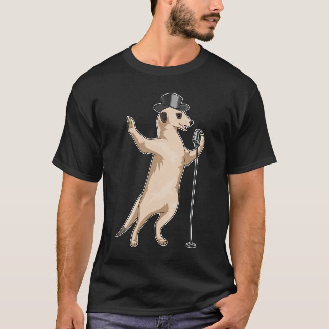 T-shirt Meerkat Singer Microphone Musique (Devant)