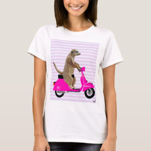 T-shirt Meerkat sur le rose a broyé du noir 2