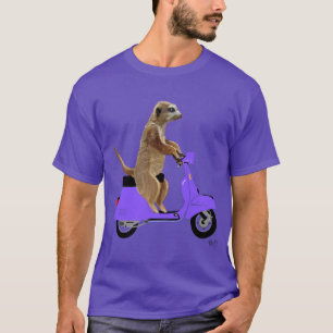 T-shirt Meerkat sur le vélomoteur de lilas