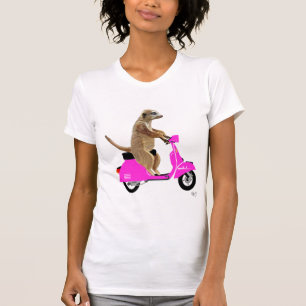 T-shirt Meerkat sur le vélomoteur de rose