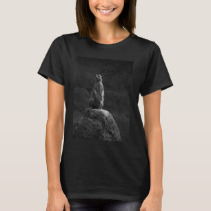 T-shirt Meerkat Sur Un Rocher Amateurs De Nature Noir Et B