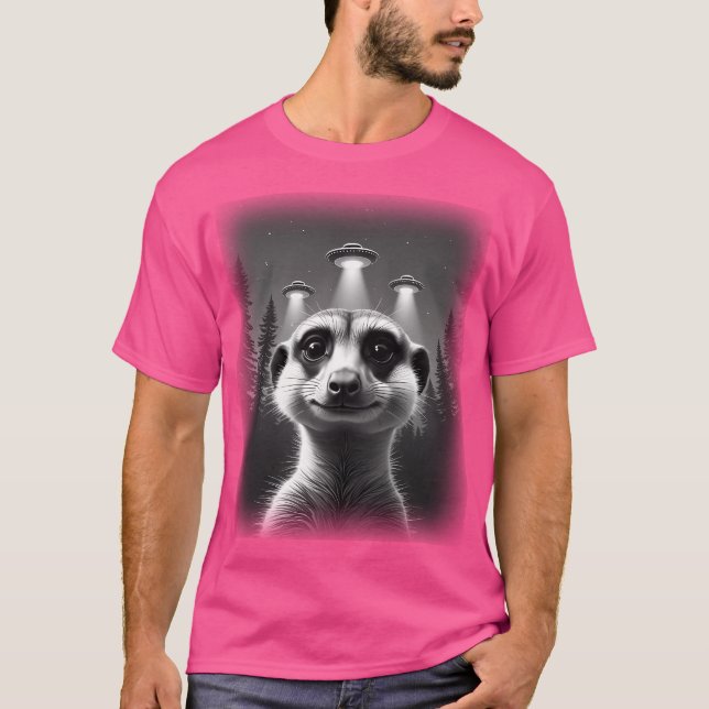 T-shirt Meerkat Ufo Animal Selfie Un Patt Amusant Et Hilar (Devant)