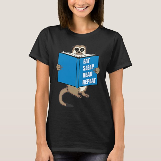 T-shirt Meerkat with Book Books Reading Hobby (Devant)